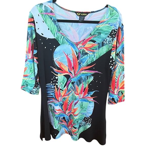 Valentina Black and Multicolor Floral Tunic - Picture 1 of 5